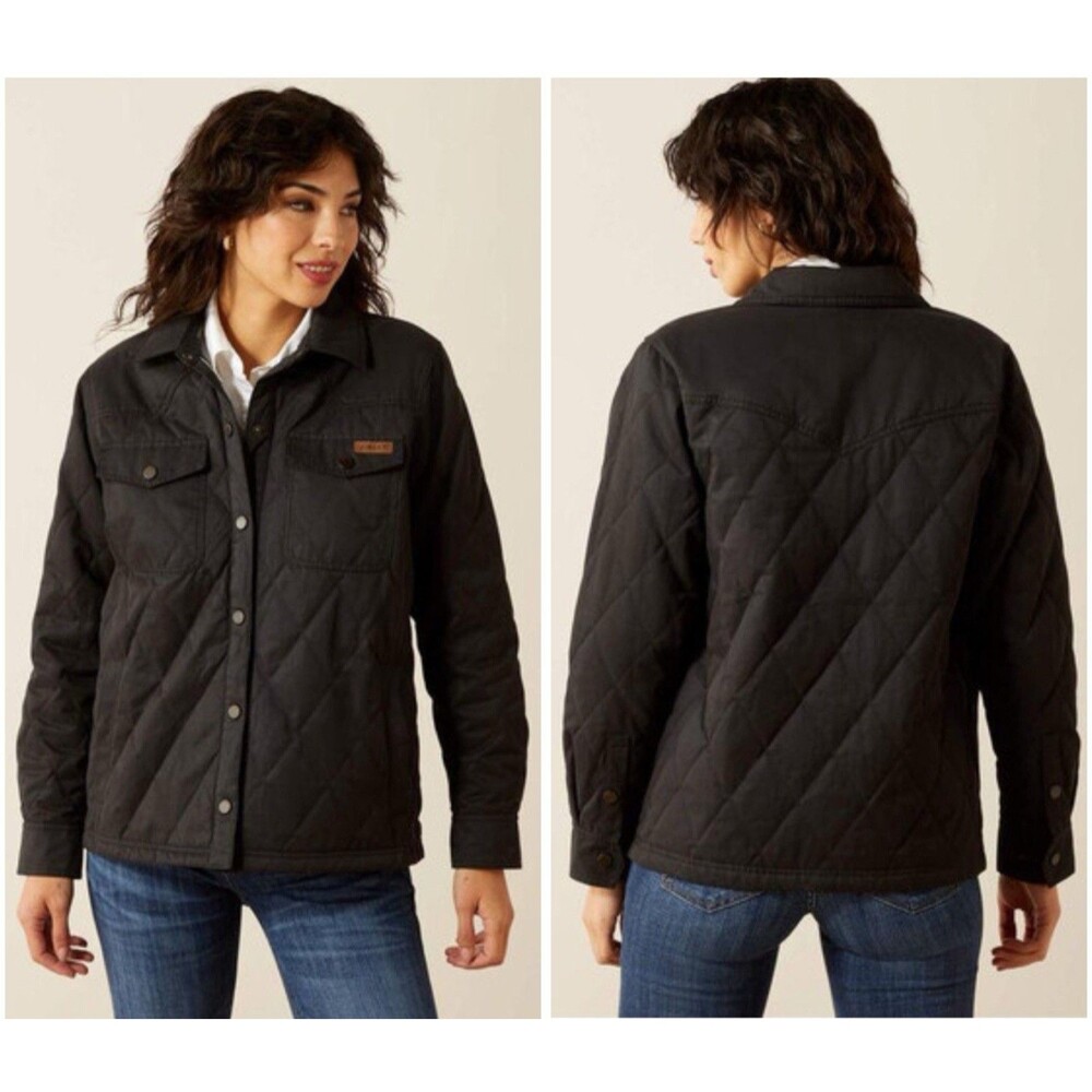 ARIAT Women's Grizzly Quilted Barn Jacket black size small water-resistant,